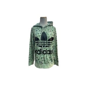 Adidas Floral Mint Green Trefoil Hoodie - Women